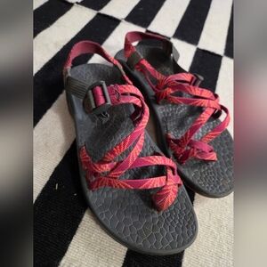 Chaco Women's Pink and Orange Strappy‎ Outdoor Sandals